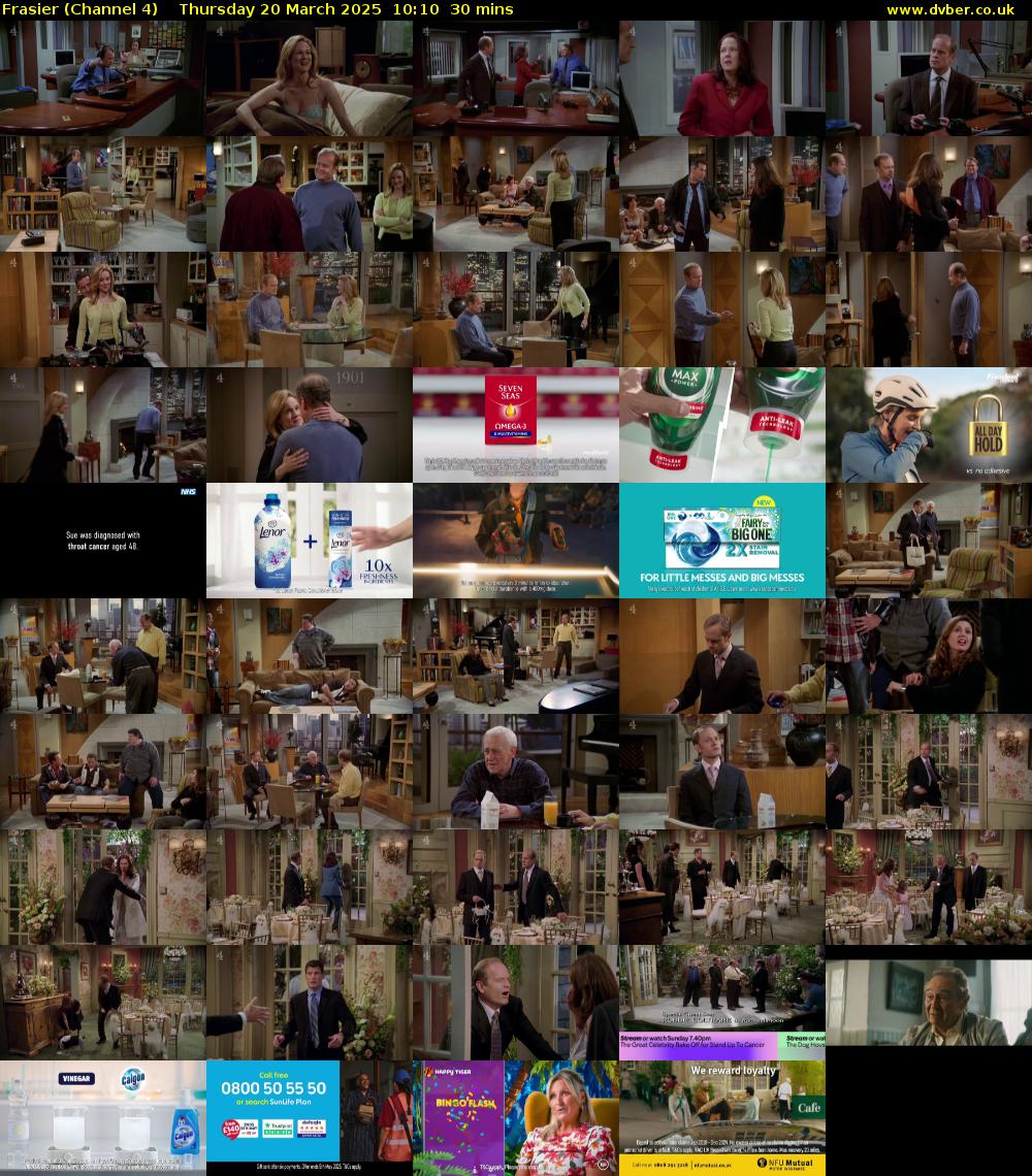Frasier (Channel 4) Thursday 20 March 2025 10:10 - 10:40