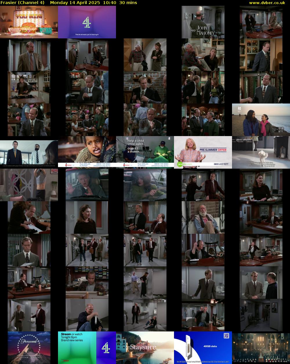 Frasier (Channel 4) Monday 14 April 2025 10:40 - 11:10