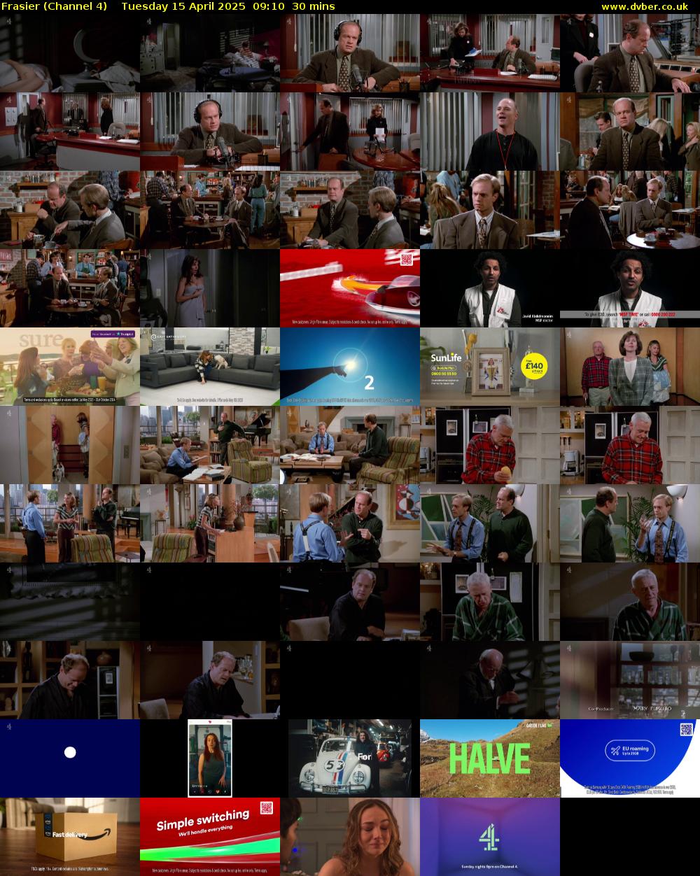 Frasier (Channel 4) Tuesday 15 April 2025 09:10 - 09:40