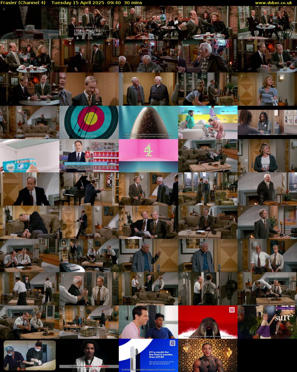 Frasier (Channel 4) Tuesday 15 April 2025 09:40 - 10:10