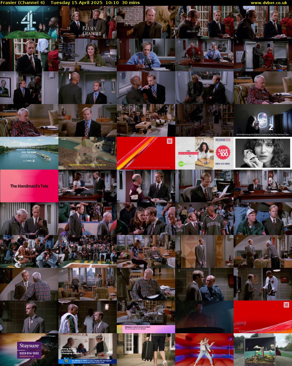 Frasier (Channel 4) Tuesday 15 April 2025 10:10 - 10:40