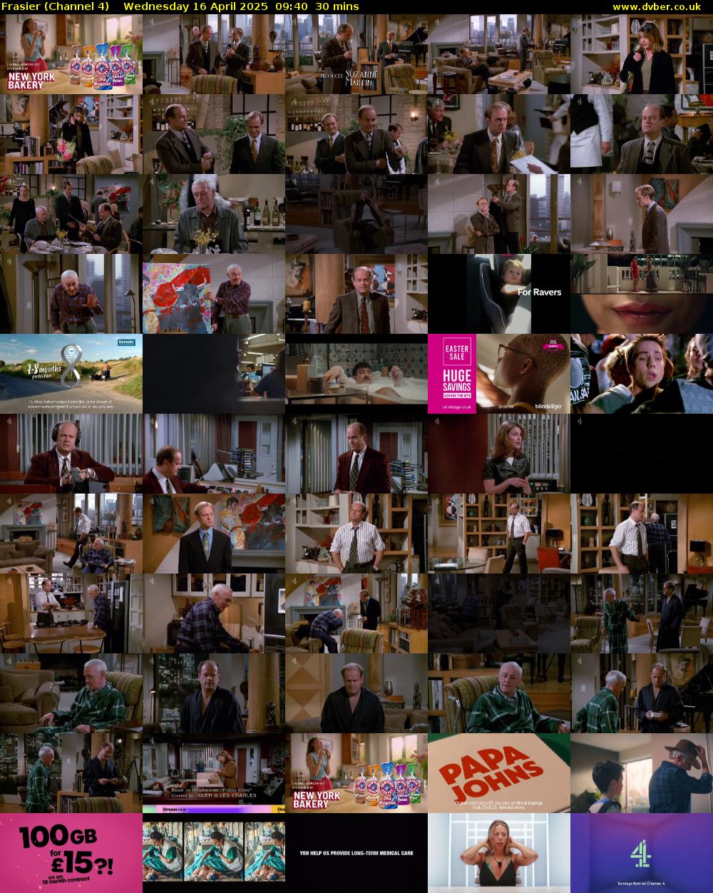 Frasier (Channel 4) Wednesday 16 April 2025 09:40 - 10:10