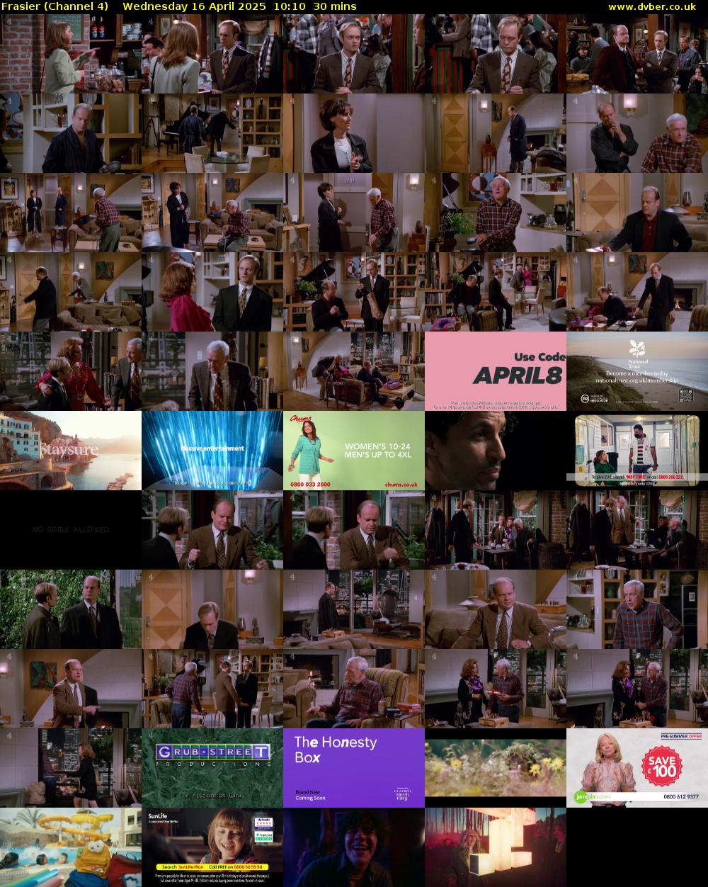 Frasier (Channel 4) Wednesday 16 April 2025 10:10 - 10:40