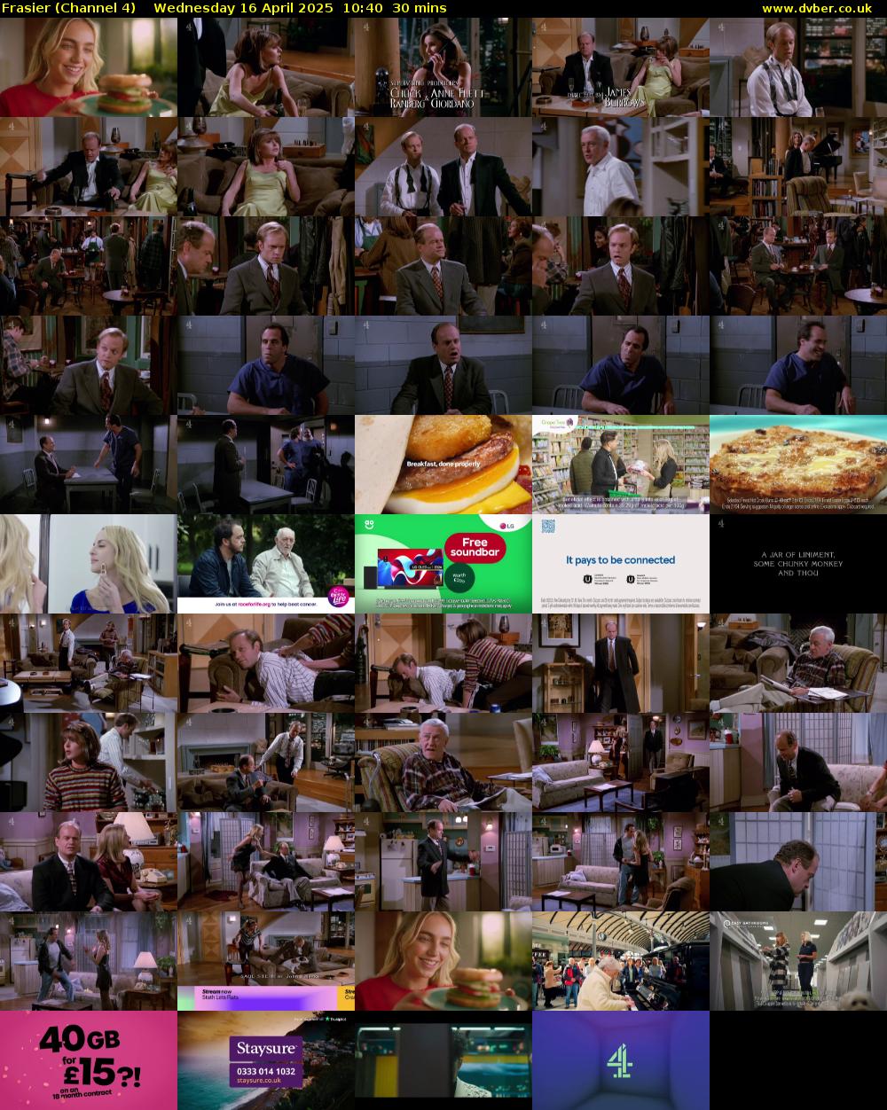Frasier (Channel 4) Wednesday 16 April 2025 10:40 - 11:10
