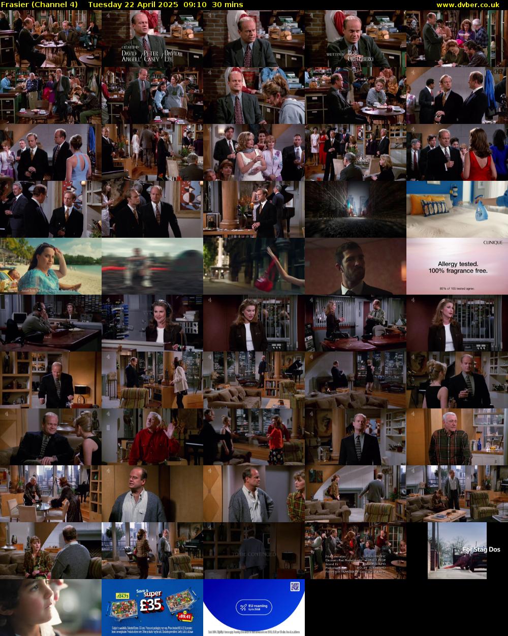 Frasier (Channel 4) Tuesday 22 April 2025 09:10 - 09:40