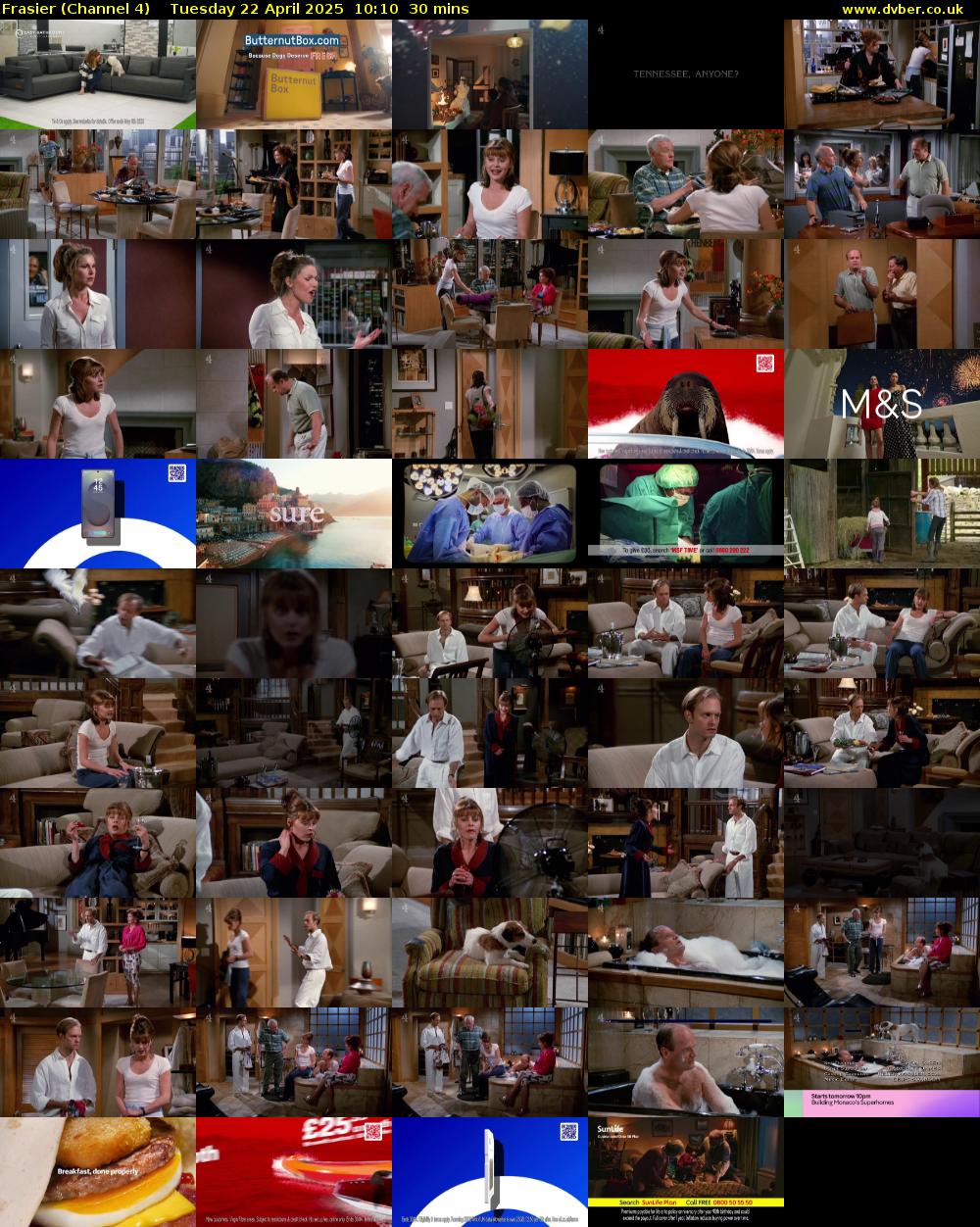 Frasier (Channel 4) Tuesday 22 April 2025 10:10 - 10:40