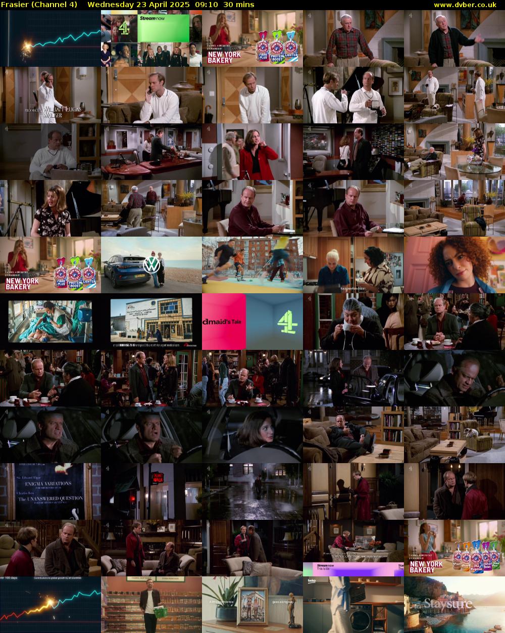 Frasier (Channel 4) Wednesday 23 April 2025 09:10 - 09:40