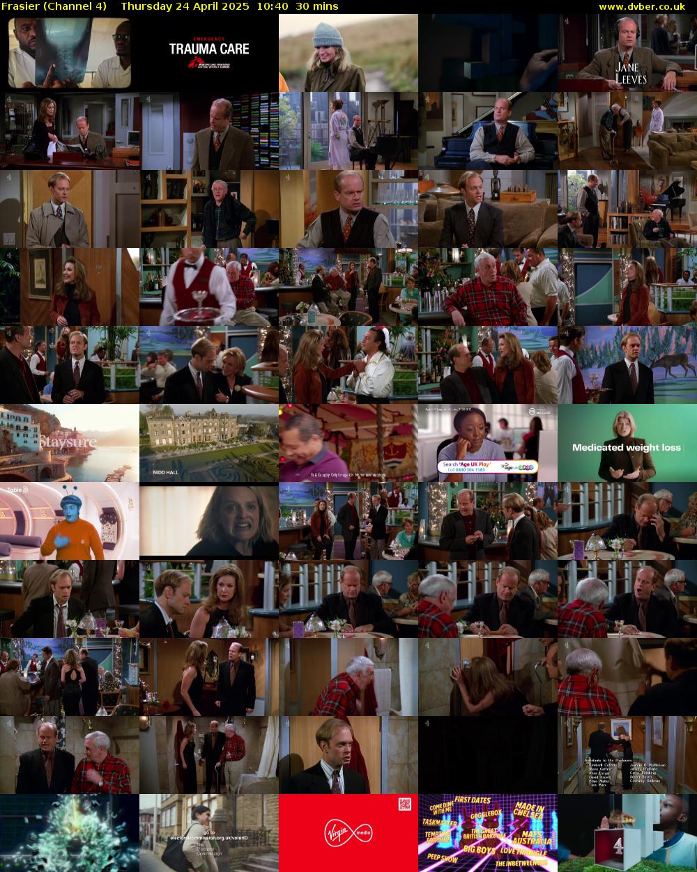 Frasier (Channel 4) Thursday 24 April 2025 10:40 - 11:10