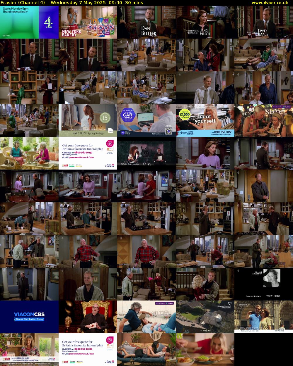 Frasier (Channel 4) Wednesday 7 May 2025 09:40 - 10:10