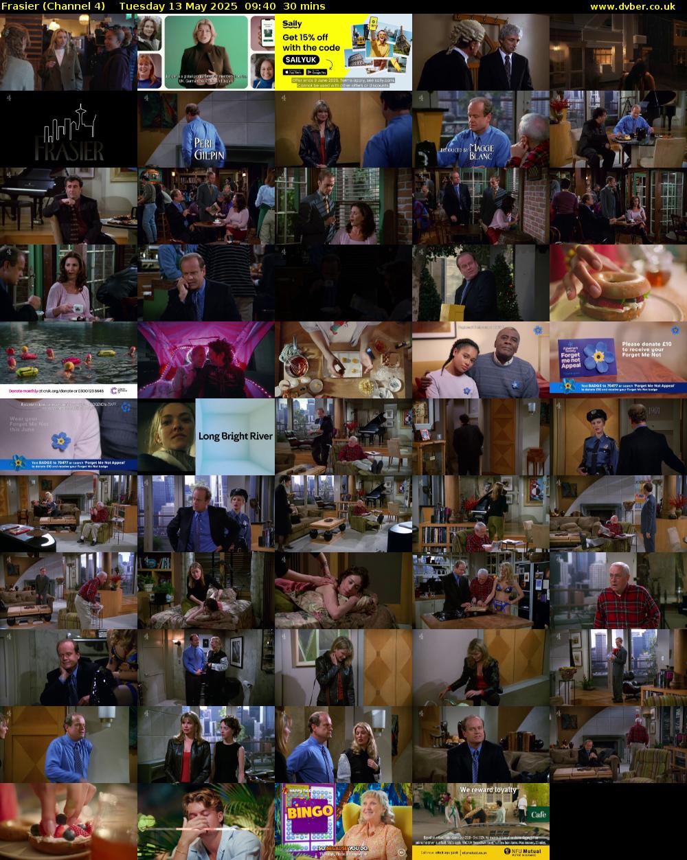 Frasier (Channel 4) Tuesday 13 May 2025 09:40 - 10:10