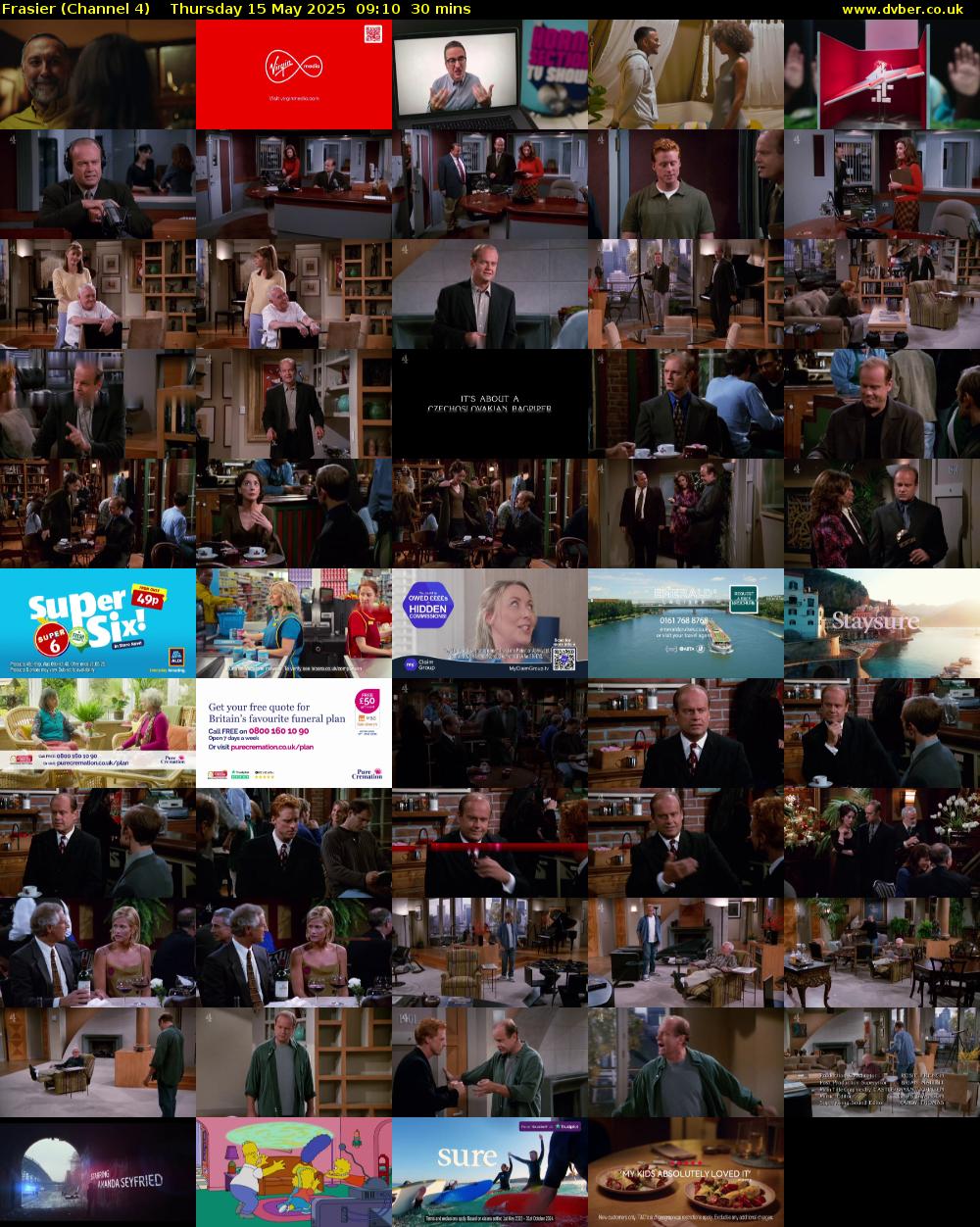 Frasier (Channel 4) Thursday 15 May 2025 09:10 - 09:40
