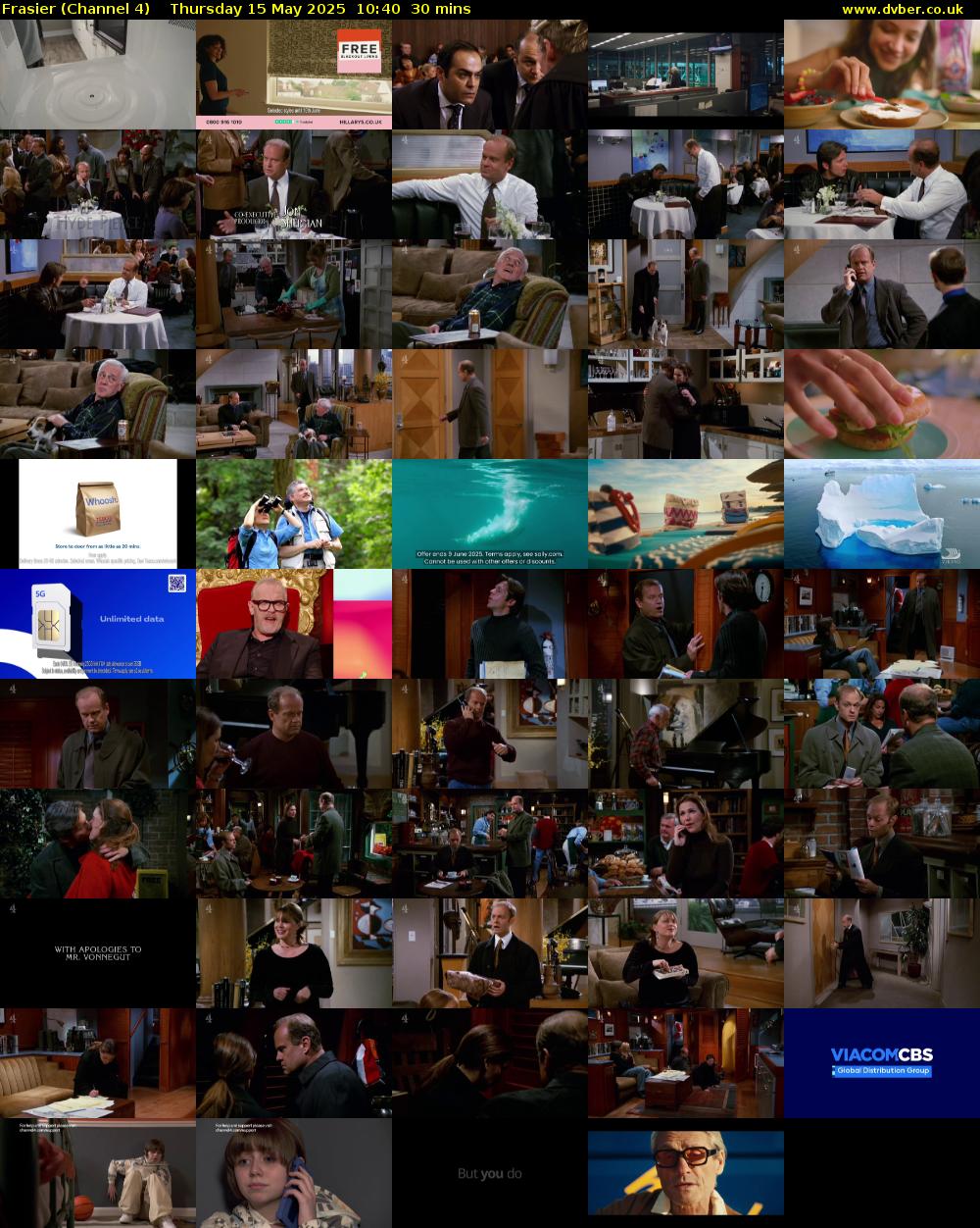 Frasier (Channel 4) Thursday 15 May 2025 10:40 - 11:10