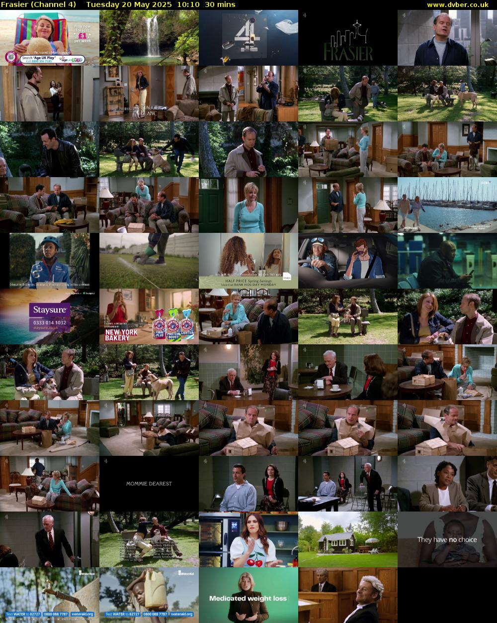 Frasier (Channel 4) Tuesday 20 May 2025 10:10 - 10:40