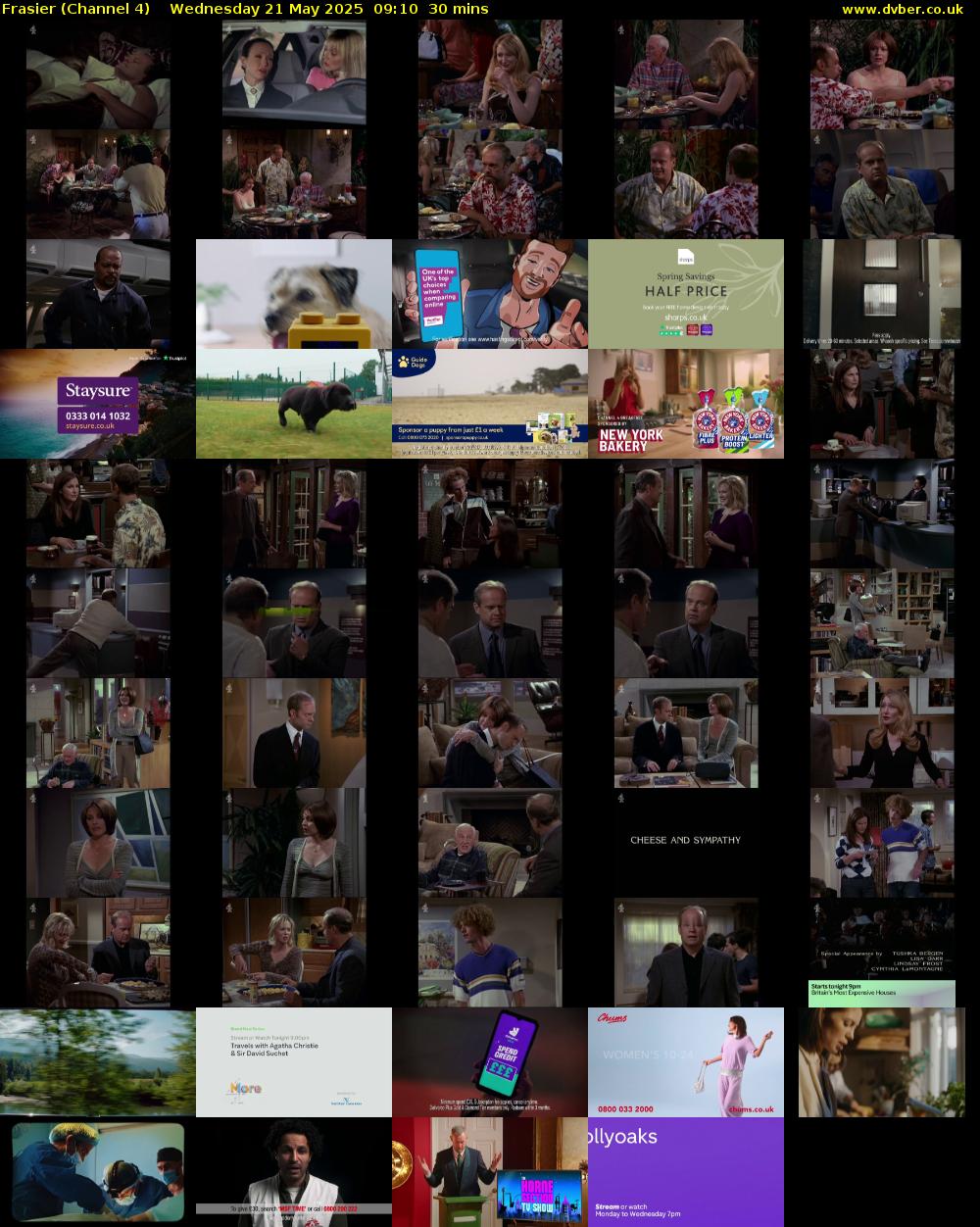 Frasier (Channel 4) Wednesday 21 May 2025 09:10 - 09:40