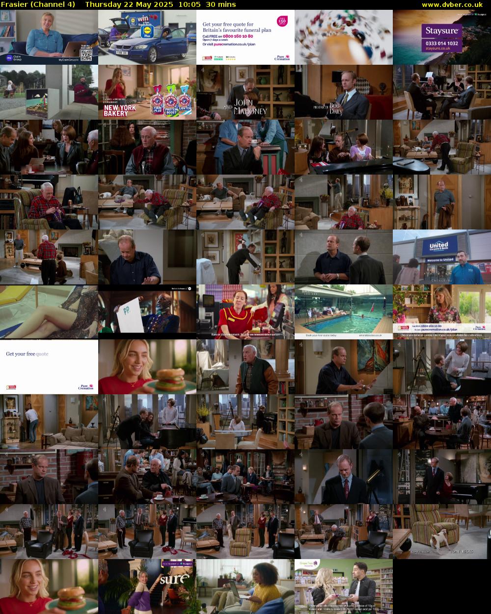 Frasier (Channel 4) Thursday 22 May 2025 10:05 - 10:35