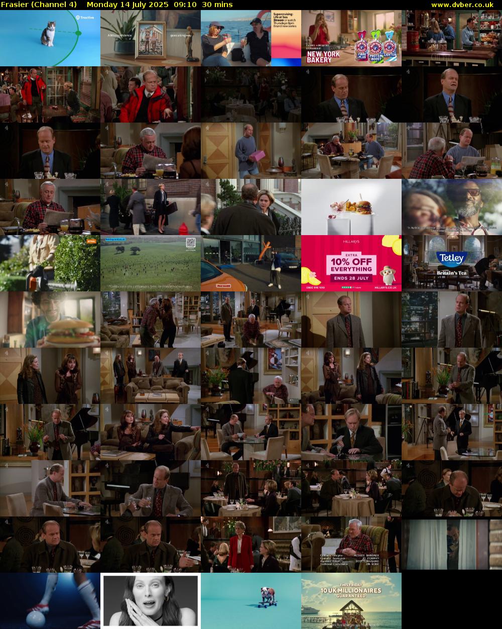 Frasier (Channel 4) Monday 14 July 2025 09:10 - 09:40