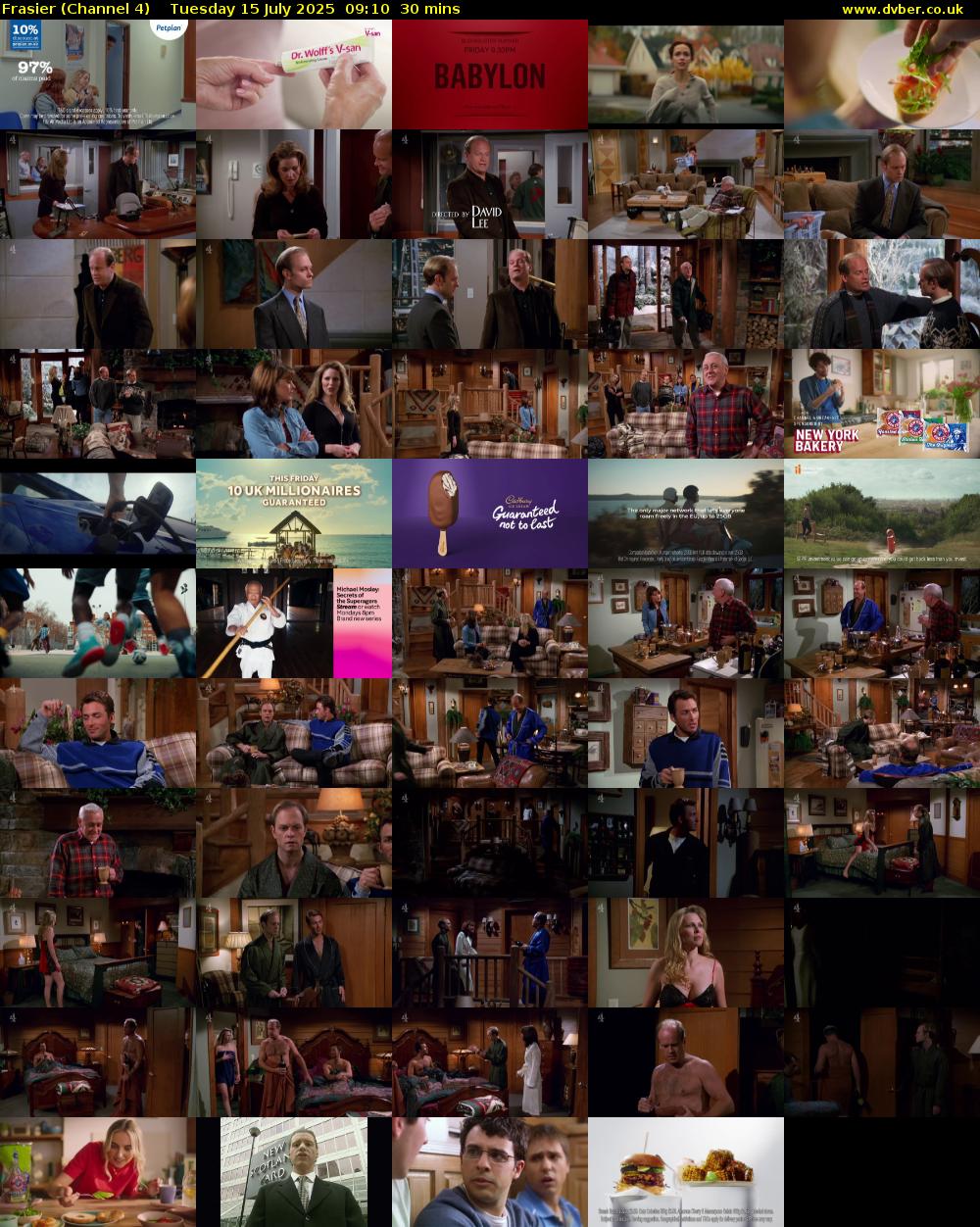 Frasier (Channel 4) Tuesday 15 July 2025 09:10 - 09:40