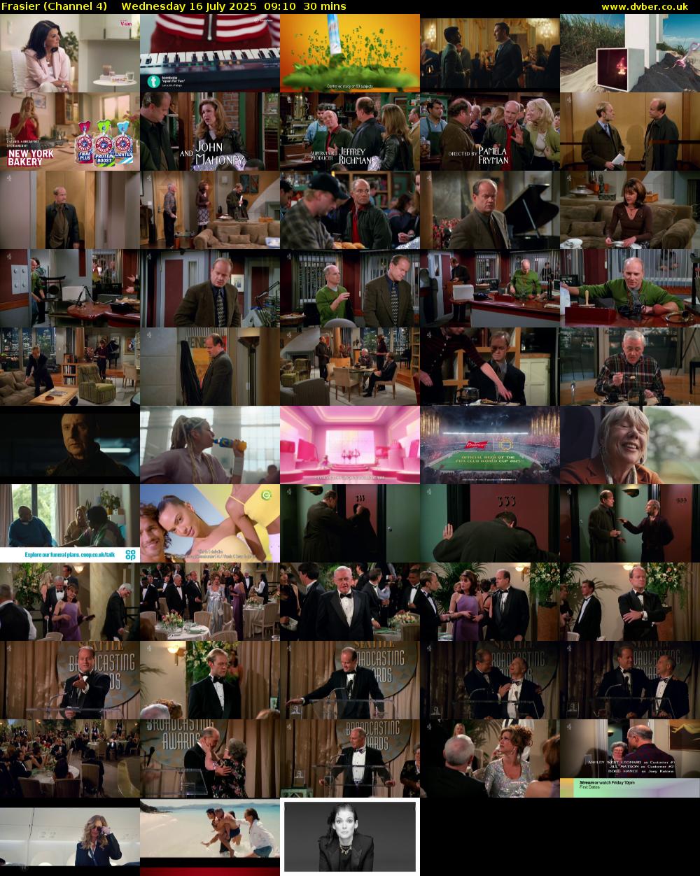 Frasier (Channel 4) Wednesday 16 July 2025 09:10 - 09:40