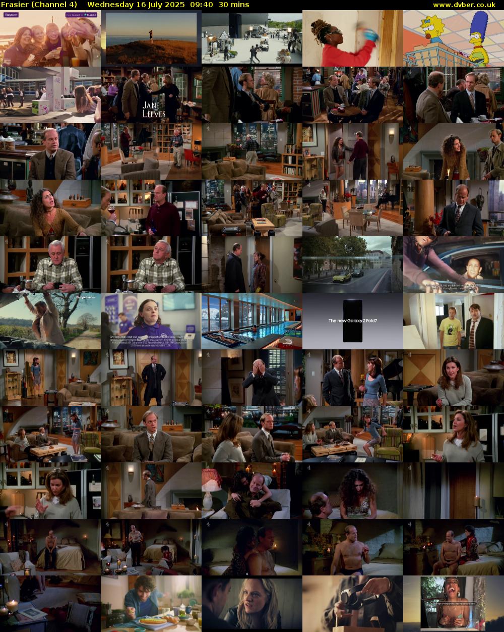 Frasier (Channel 4) Wednesday 16 July 2025 09:40 - 10:10