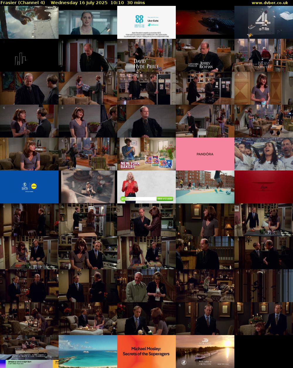 Frasier (Channel 4) Wednesday 16 July 2025 10:10 - 10:40