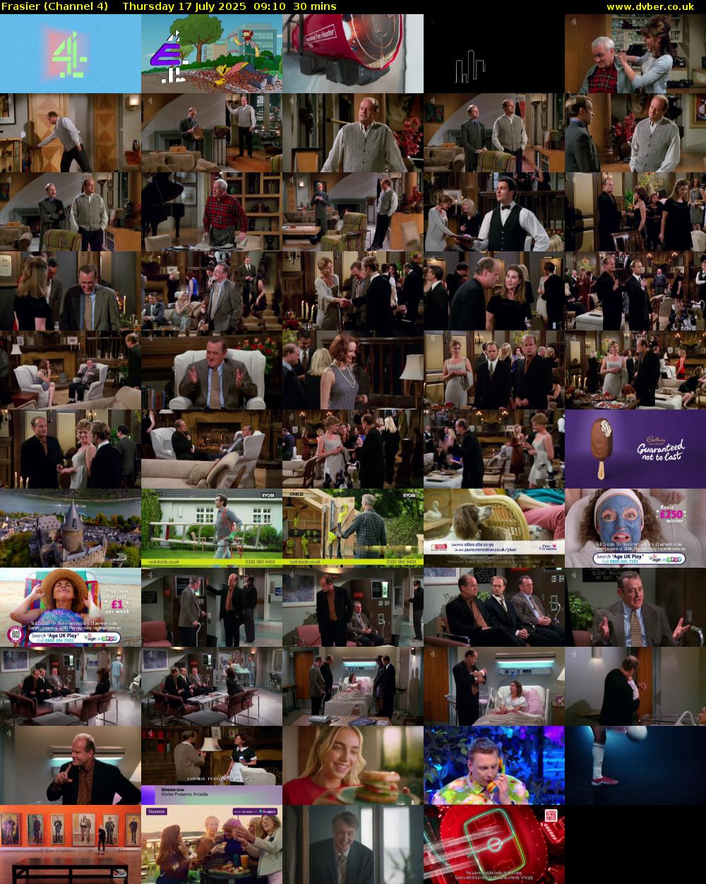 Frasier (Channel 4) Thursday 17 July 2025 09:10 - 09:40
