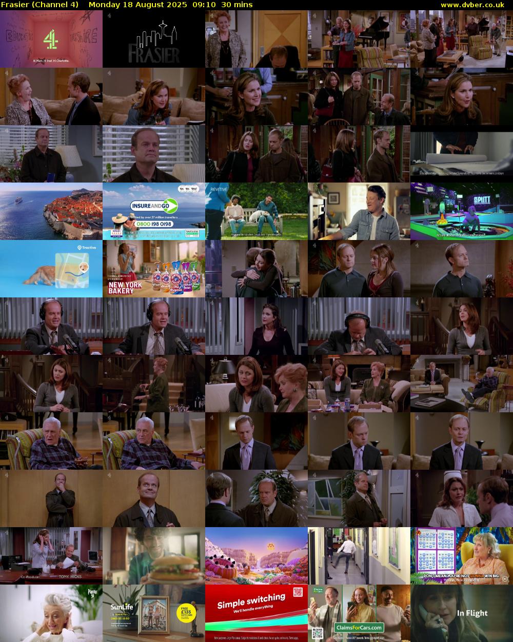 Frasier (Channel 4) Monday 18 August 2025 09:10 - 09:40