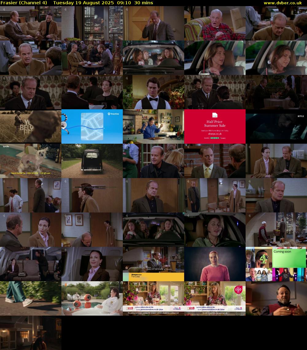 Frasier (Channel 4) Tuesday 19 August 2025 09:10 - 09:40