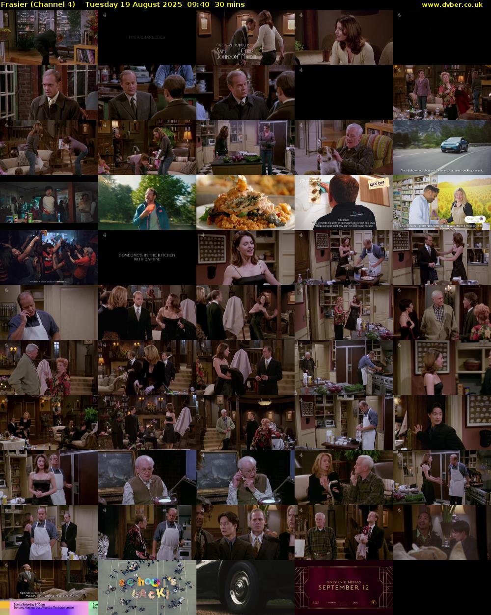 Frasier (Channel 4) Tuesday 19 August 2025 09:40 - 10:10