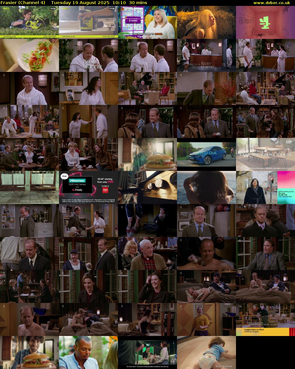 Frasier (Channel 4) Tuesday 19 August 2025 10:10 - 10:40