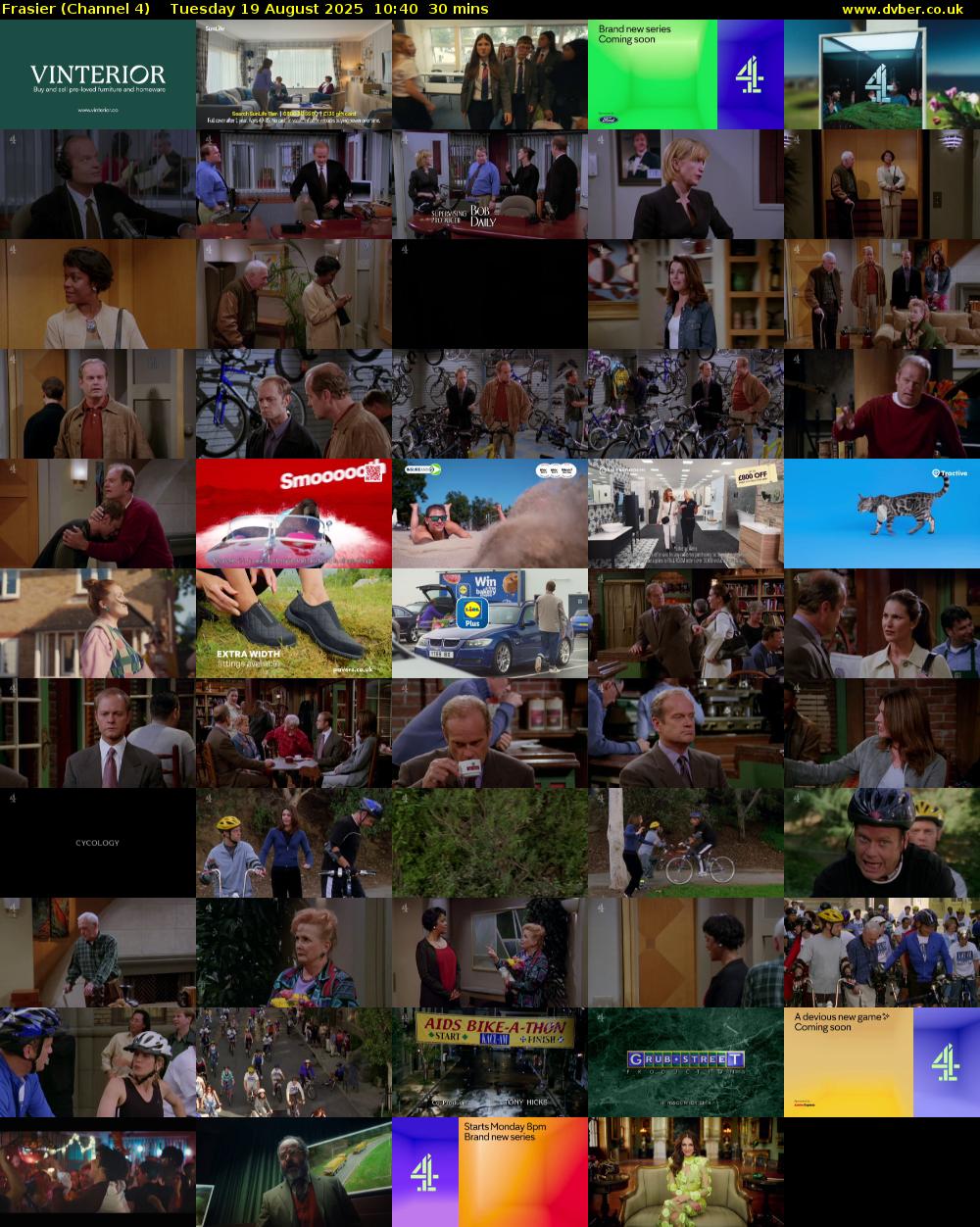 Frasier (Channel 4) Tuesday 19 August 2025 10:40 - 11:10