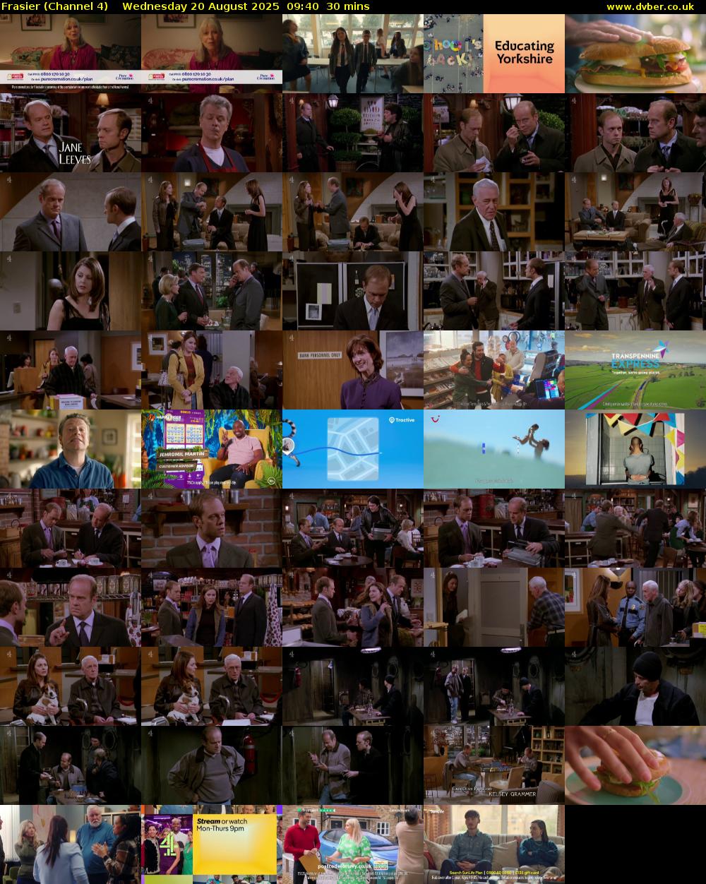 Frasier (Channel 4) Wednesday 20 August 2025 09:40 - 10:10
