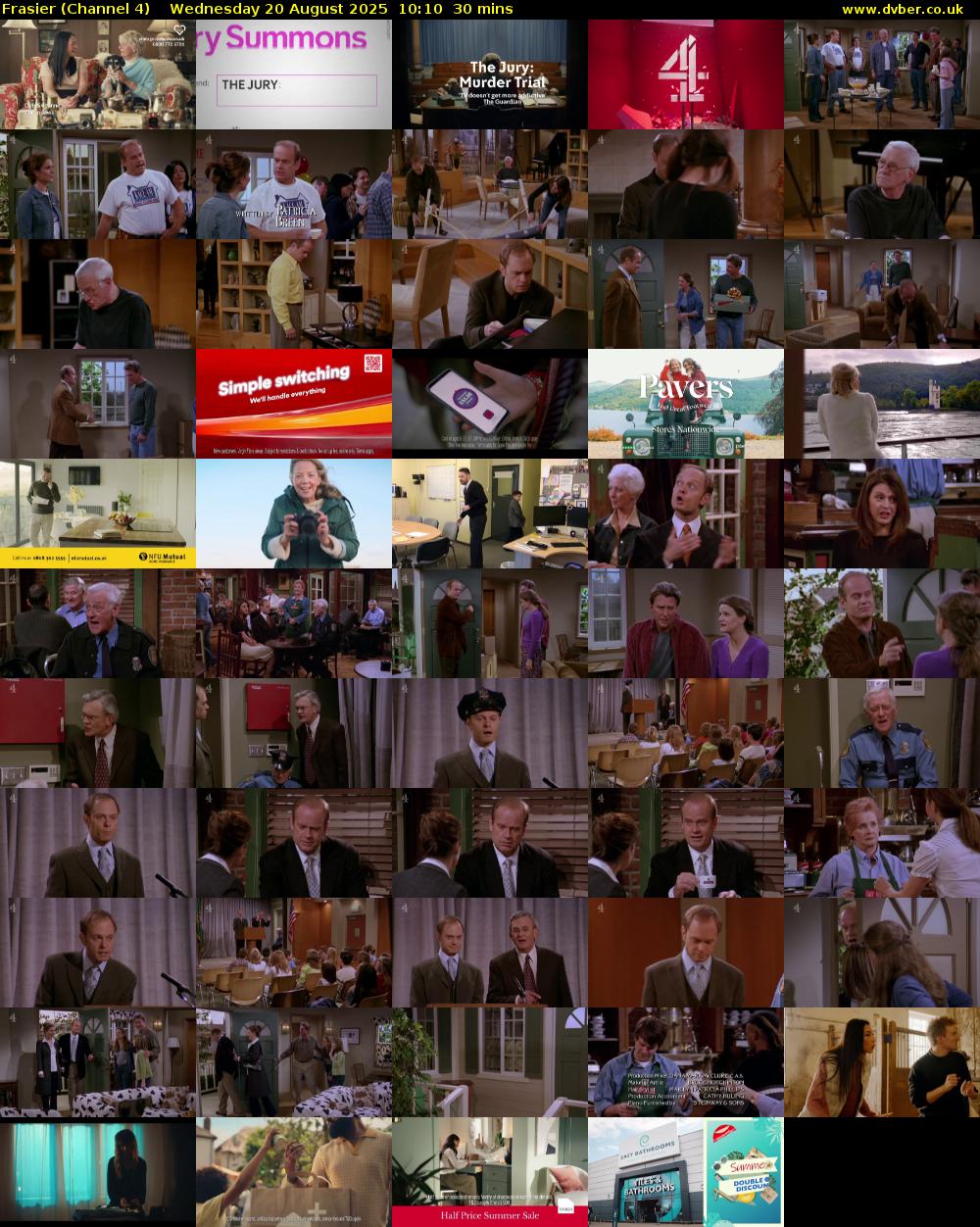Frasier (Channel 4) Wednesday 20 August 2025 10:10 - 10:40