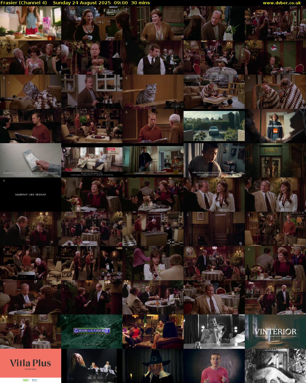 Frasier (Channel 4) Sunday 24 August 2025 09:00 - 09:30