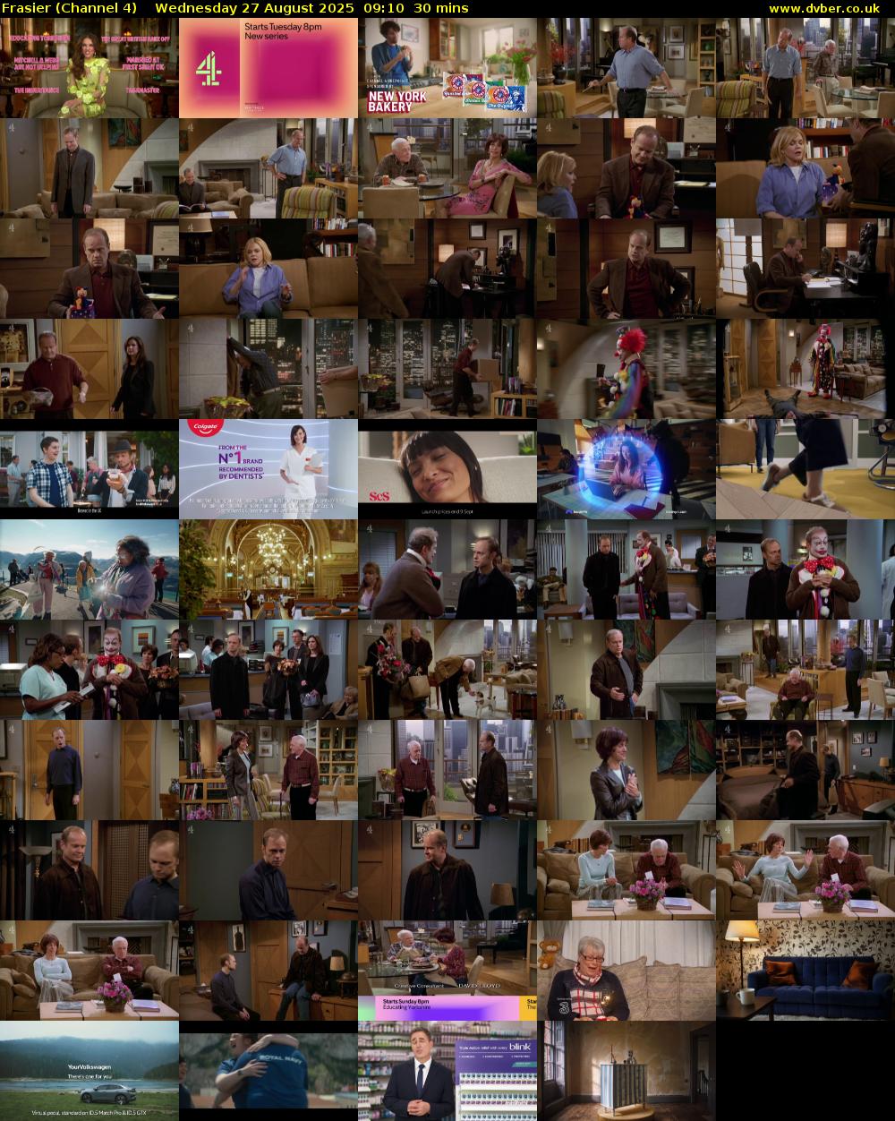 Frasier (Channel 4) Wednesday 27 August 2025 09:10 - 09:40