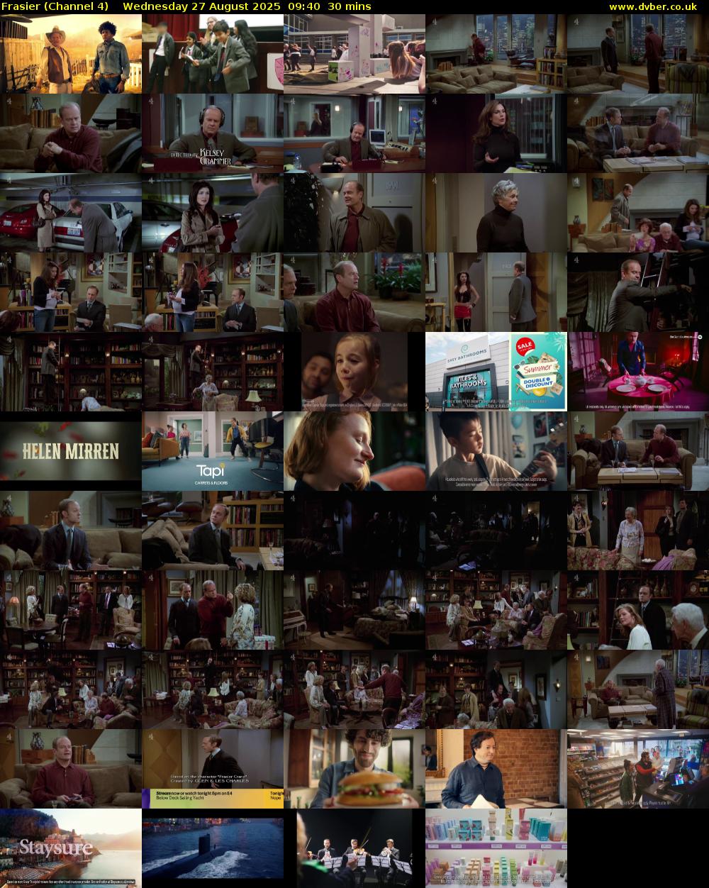 Frasier (Channel 4) Wednesday 27 August 2025 09:40 - 10:10