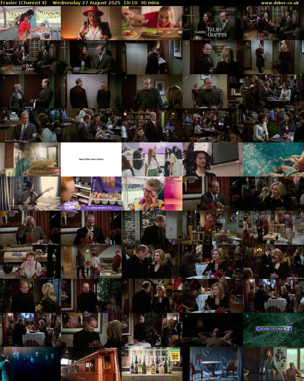 Frasier (Channel 4) Wednesday 27 August 2025 10:10 - 10:40