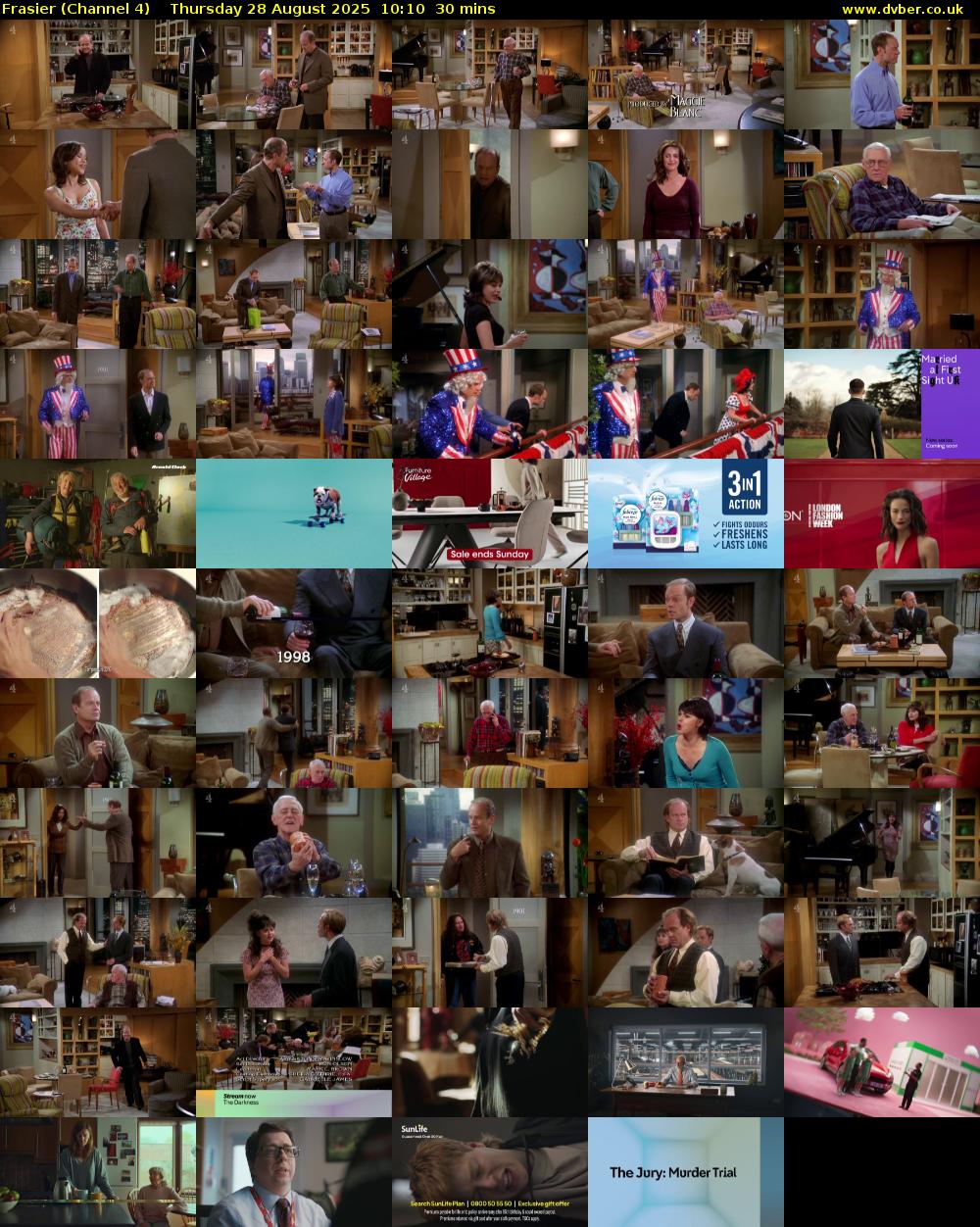 Frasier (Channel 4) Thursday 28 August 2025 10:10 - 10:40