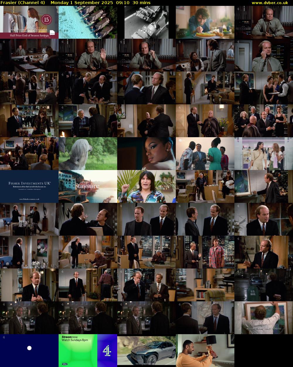 Frasier (Channel 4) Monday 1 September 2025 09:10 - 09:40