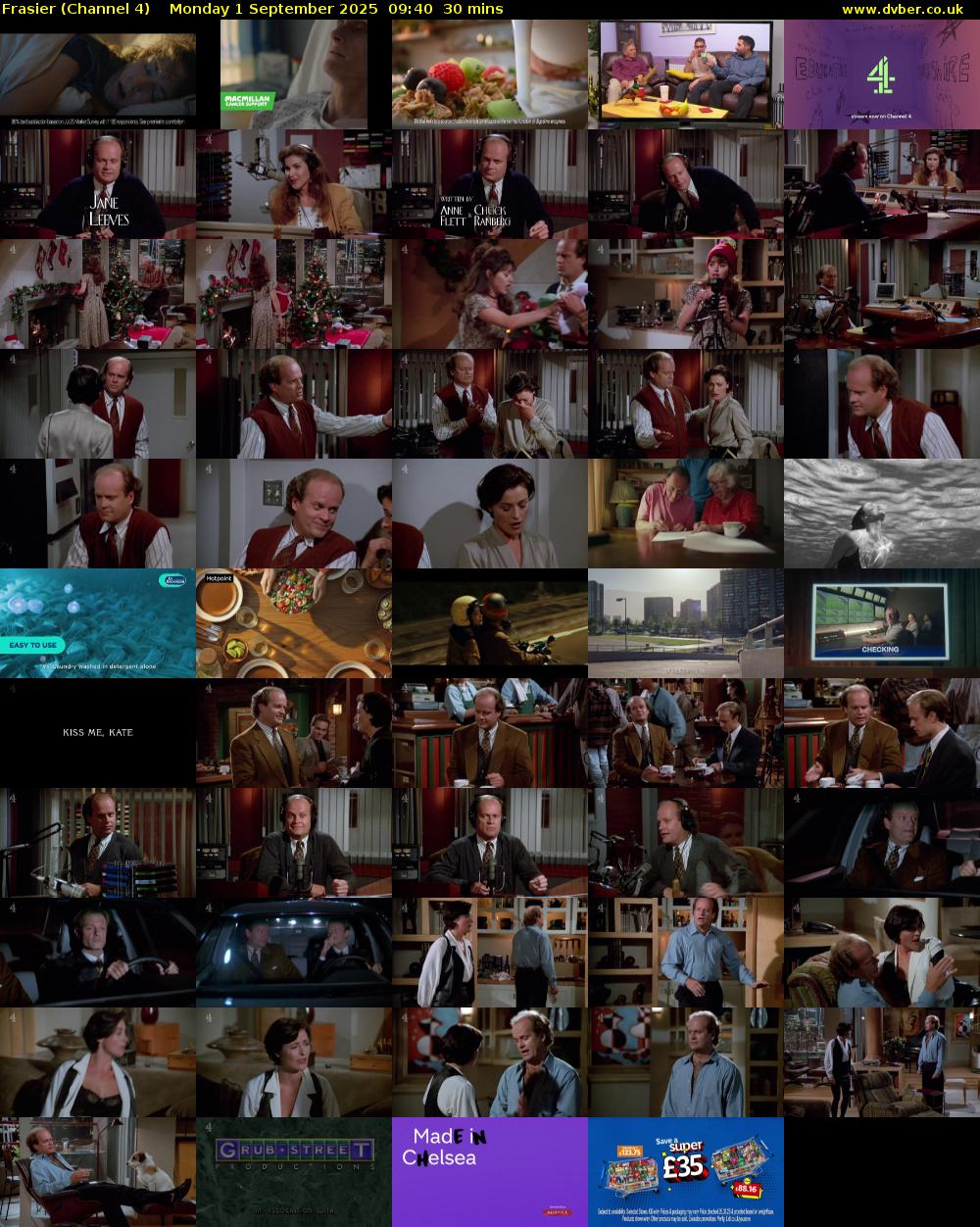 Frasier (Channel 4) Monday 1 September 2025 09:40 - 10:10