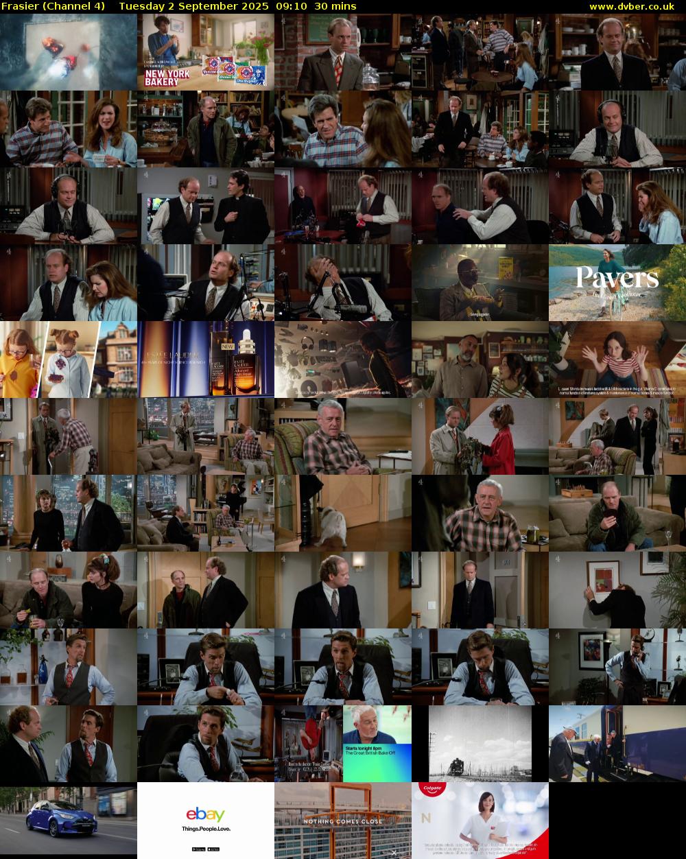 Frasier (Channel 4) Tuesday 2 September 2025 09:10 - 09:40