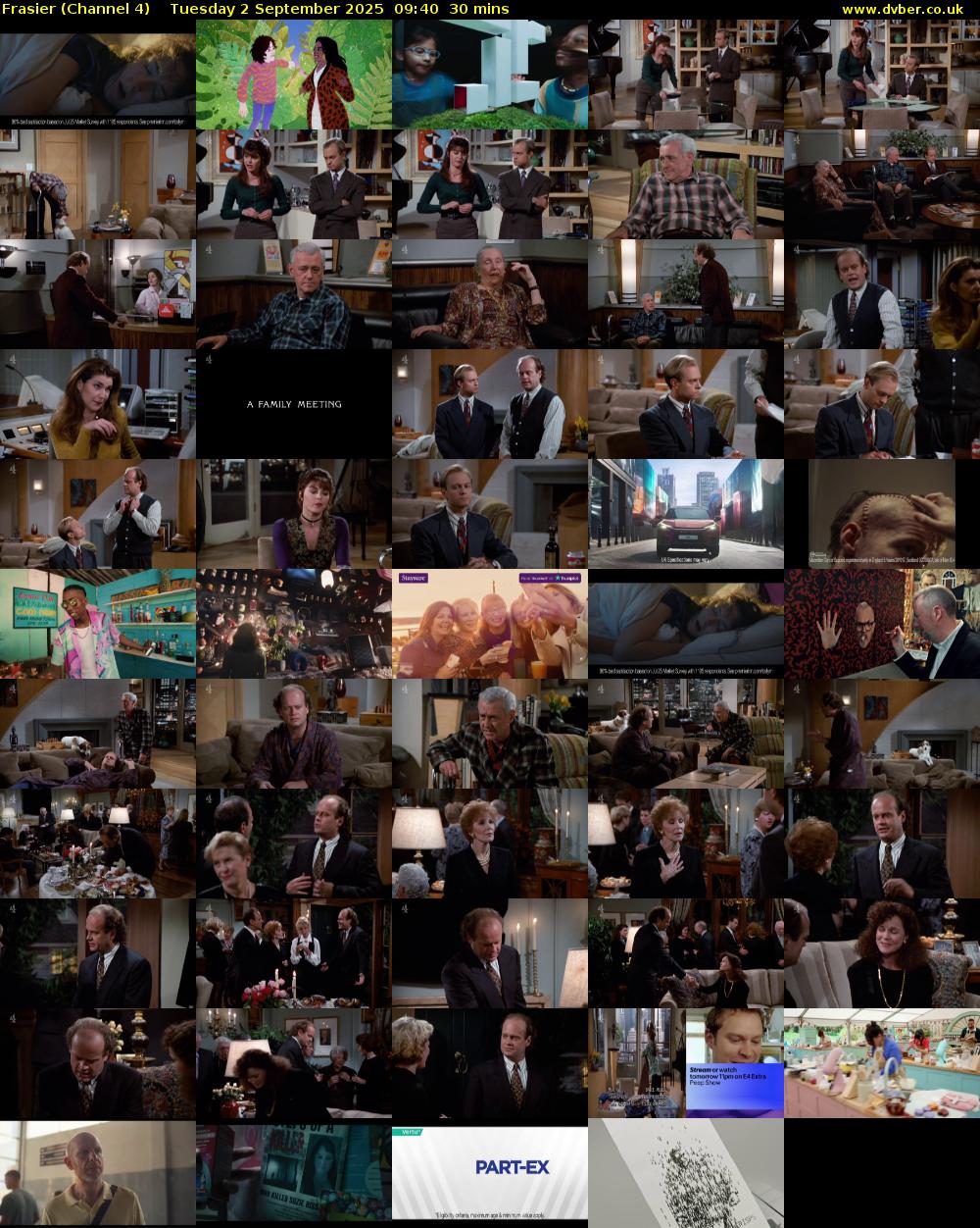 Frasier (Channel 4) Tuesday 2 September 2025 09:40 - 10:10