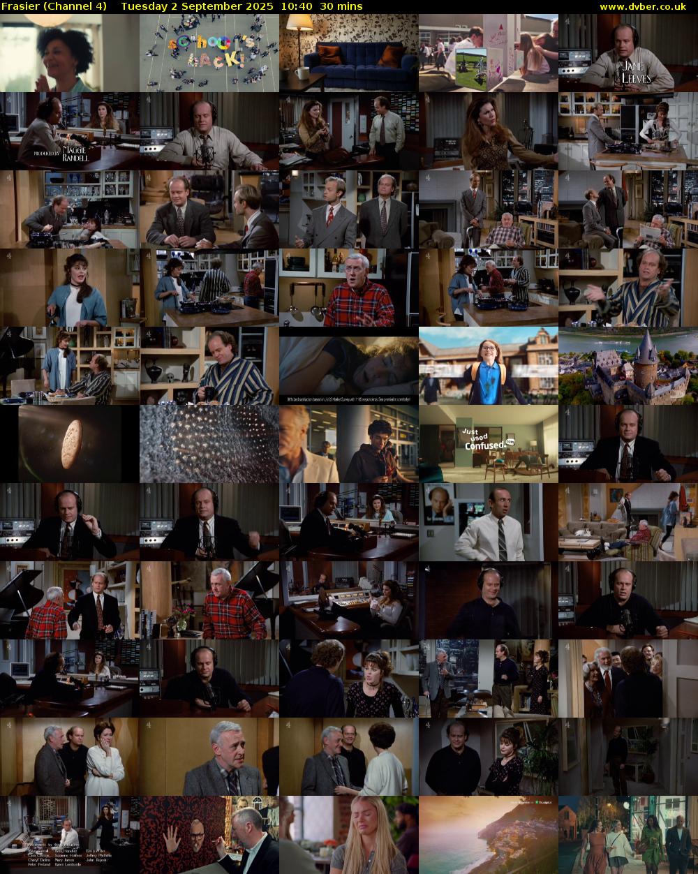 Frasier (Channel 4) Tuesday 2 September 2025 10:40 - 11:10