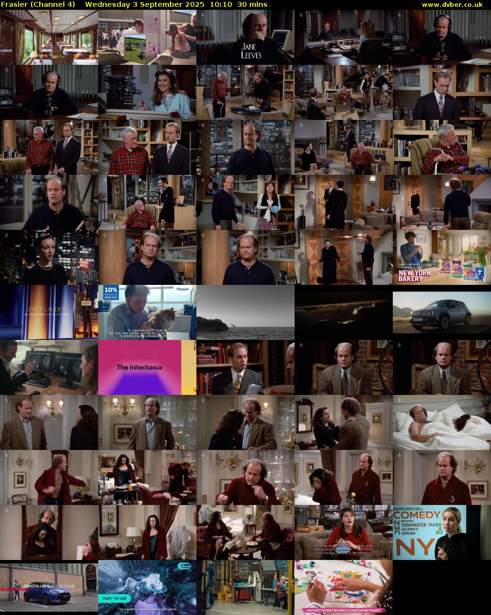 Frasier (Channel 4) Wednesday 3 September 2025 10:10 - 10:40