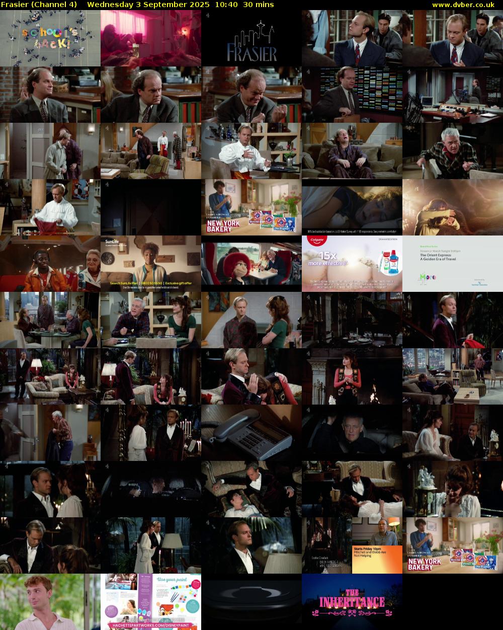 Frasier (Channel 4) Wednesday 3 September 2025 10:40 - 11:10