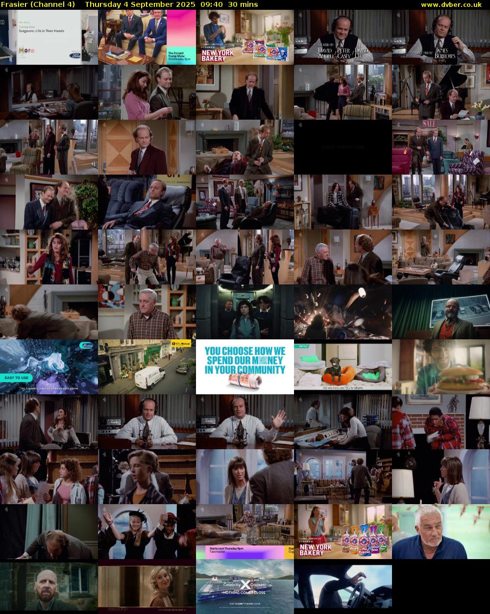 Frasier (Channel 4) Thursday 4 September 2025 09:40 - 10:10