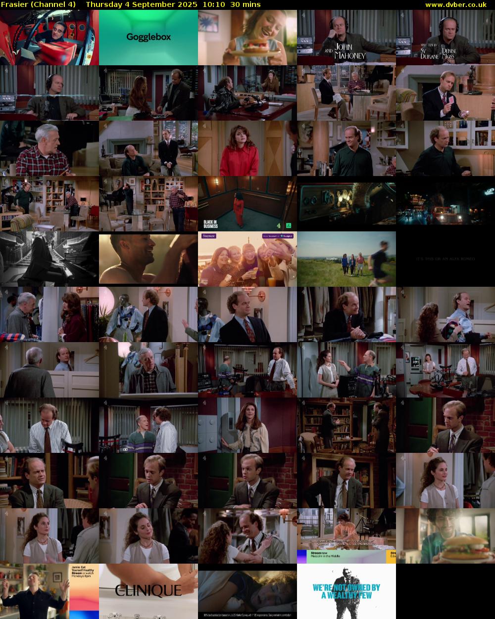 Frasier (Channel 4) Thursday 4 September 2025 10:10 - 10:40