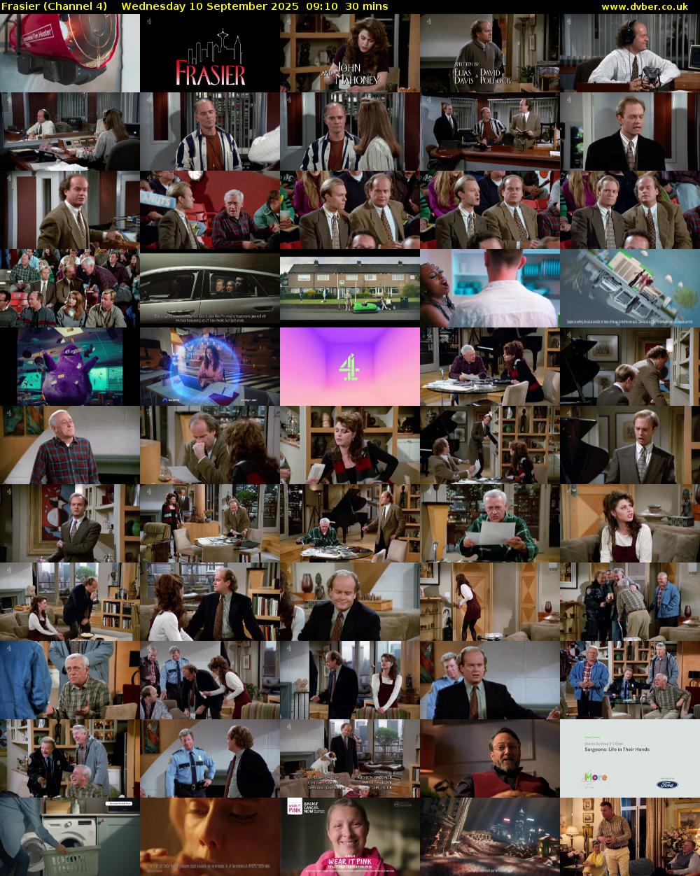 Frasier (Channel 4) Wednesday 10 September 2025 09:10 - 09:40