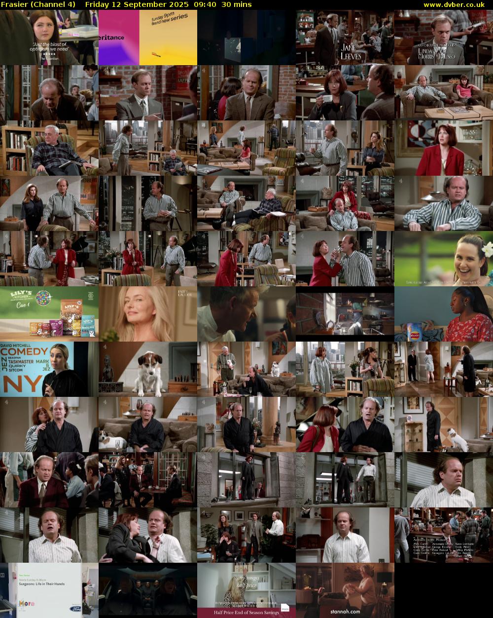 Frasier (Channel 4) Friday 12 September 2025 09:40 - 10:10