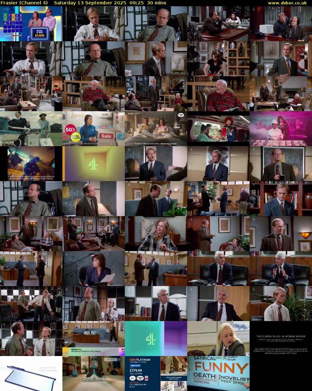 Frasier (Channel 4) Saturday 13 September 2025 09:25 - 09:55