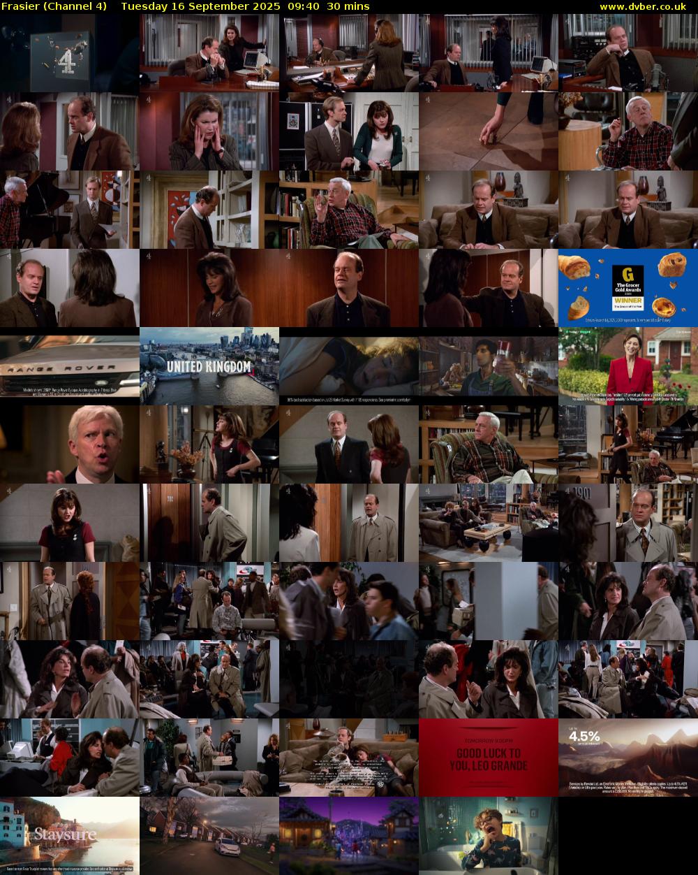 Frasier (Channel 4) Tuesday 16 September 2025 09:40 - 10:10